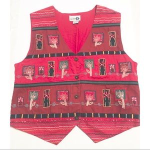 Vintage floral embroidered vest